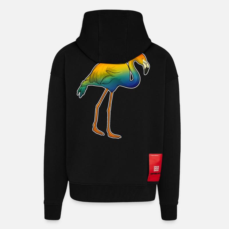 Flamingo Regenbogen - Zip Hoodie - made by SPREAD - SOLID BLACK