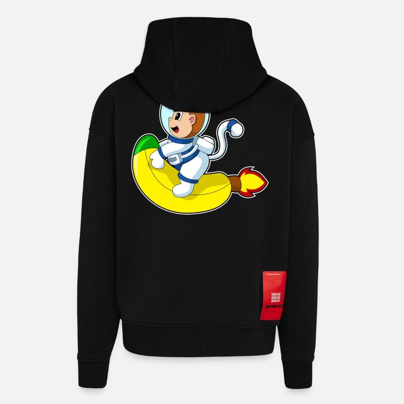 Monkey Banana Astronaute - Veste à capuche bio épaisse oversize fabriqué en UE - SOLID BLACK