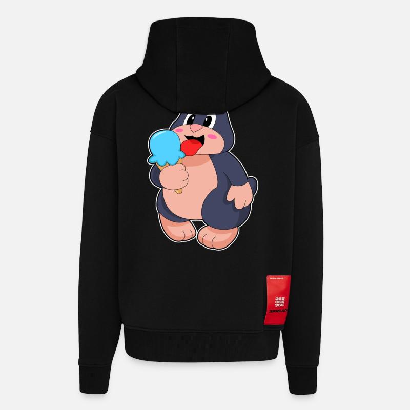 Maulwurf Waffeleis - Zip Hoodie - made by SPREAD - SOLID BLACK