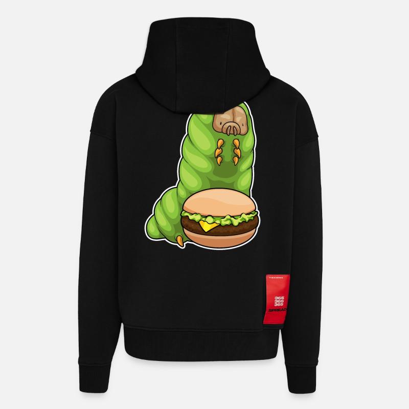 Raupe Cheeseburger - Zip Hoodie - made by SPREAD - SOLID BLACK