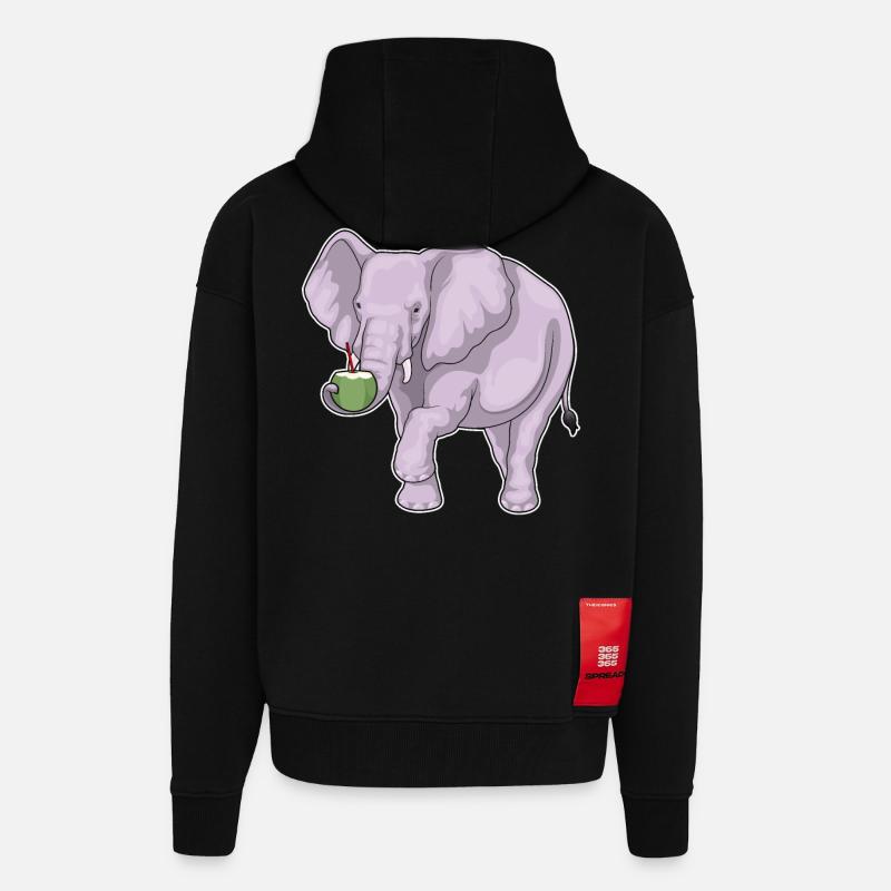 Éléphant Noix de - Veste à capuche bio épaisse oversize fabriqué en UE - SOLID BLACK