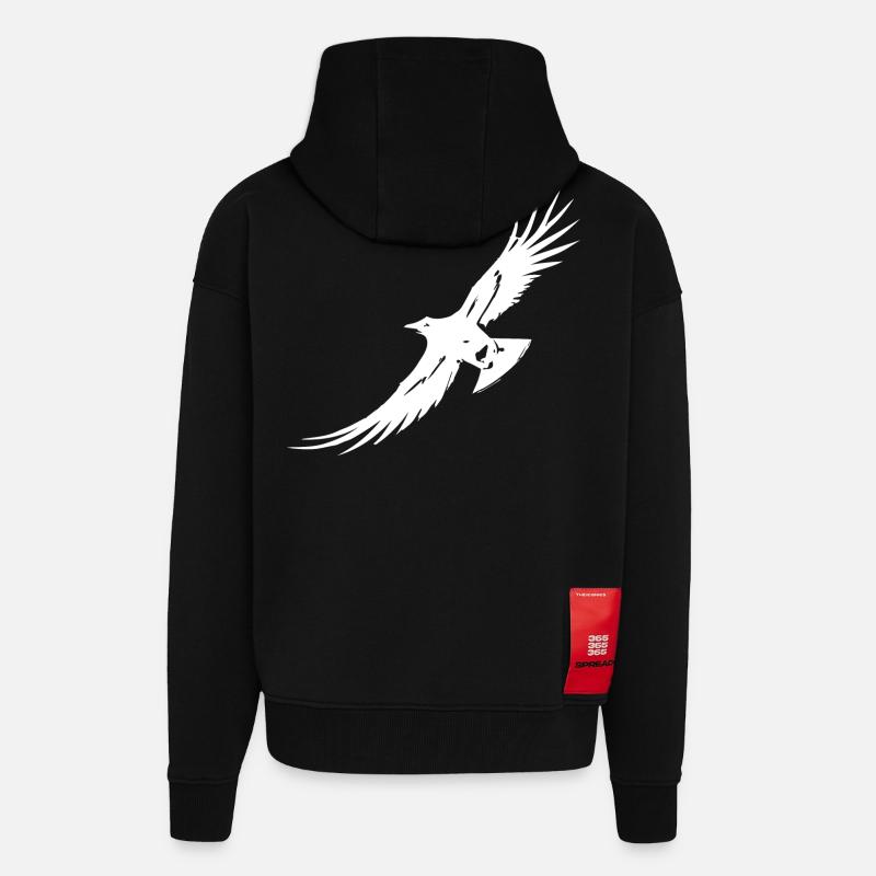 Corbeau volant - Veste à capuche bio épaisse oversize fabriqué en UE - SOLID BLACK