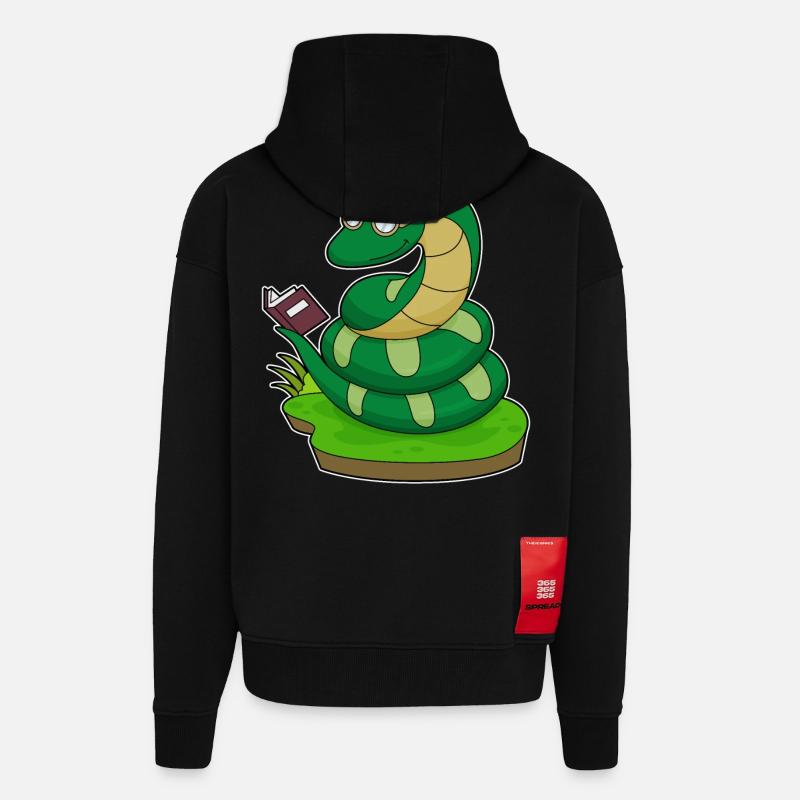 Livre Snake Nerd - Veste à capuche bio épaisse oversize fabriqué en UE - SOLID BLACK