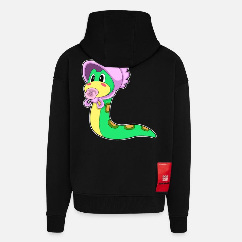 Sucette Serpent Bébé - Veste à capuche bio épaisse oversize fabriqué en UE - SOLID BLACK