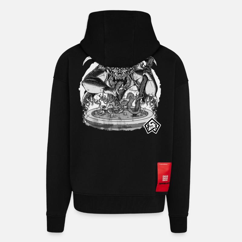 Cuisinier, cuisinier, chef de l’enfer - Veste à capuche bio épaisse oversize fabriqué en UE - SOLID BLACK