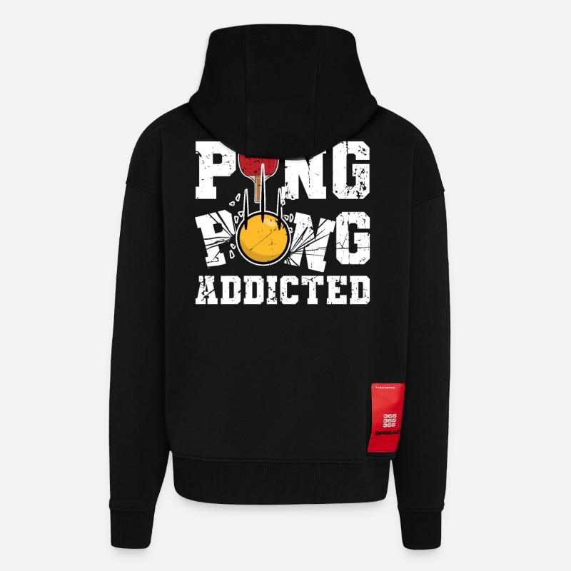 Drôle de dicton de ping-pong - Veste à capuche bio épaisse oversize fabriqué en UE - SOLID BLACK