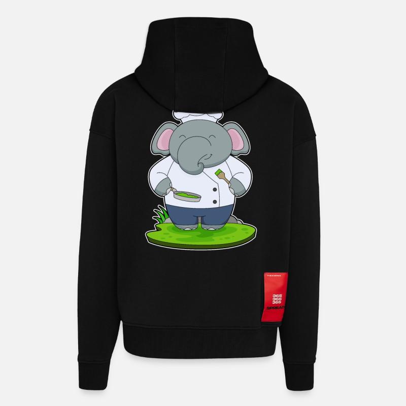 Poêle à éléphant - Veste à capuche bio épaisse oversize fabriqué en UE - SOLID BLACK