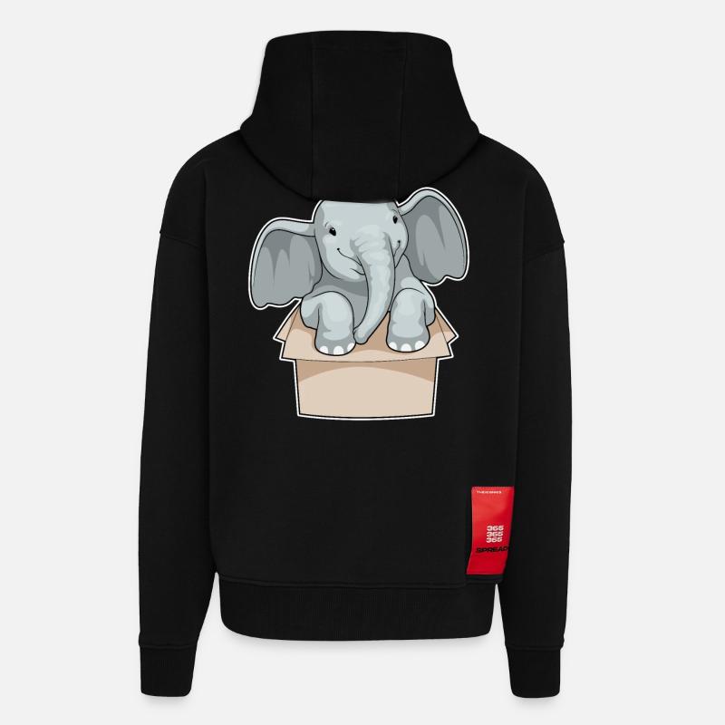 Boîte à éléphants - Veste à capuche bio épaisse oversize fabriqué en UE - SOLID BLACK