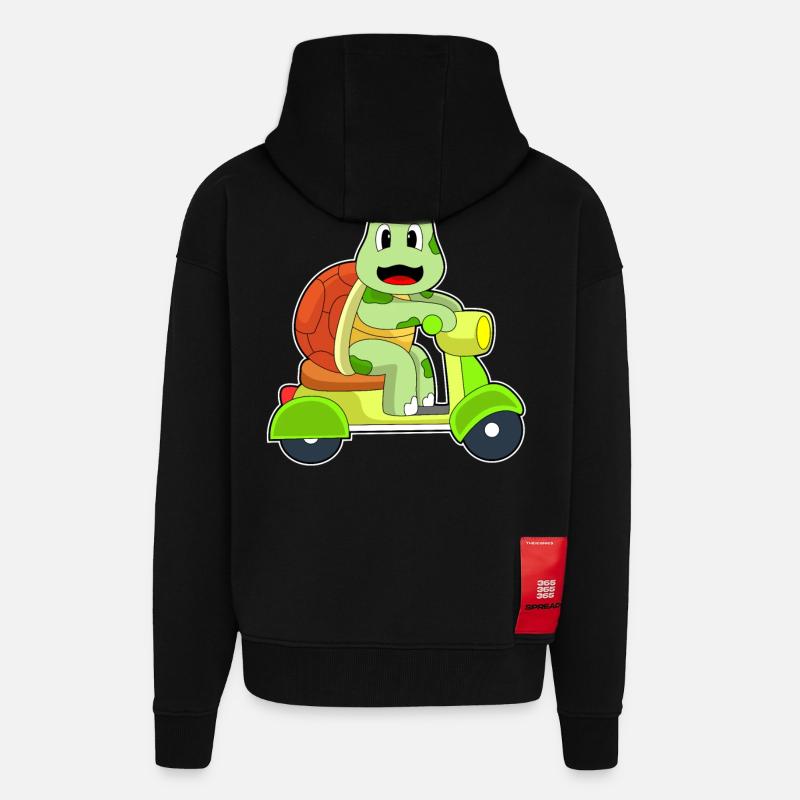 Turtle Scooter - Veste à capuche bio épaisse oversize fabriqué en UE - SOLID BLACK