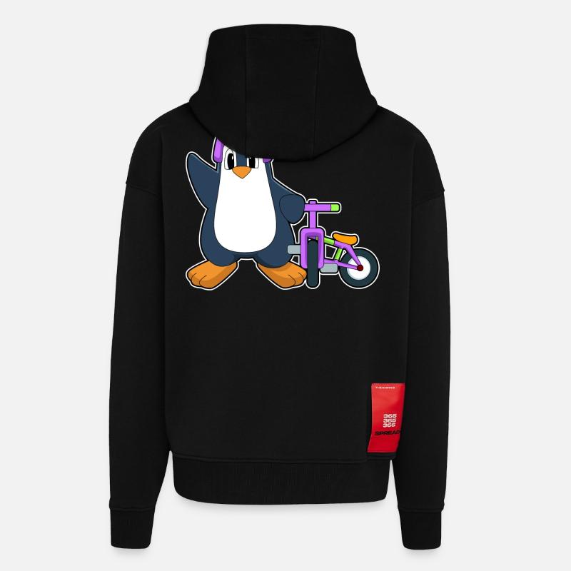 Vélo Pingouin - Veste à capuche bio épaisse oversize fabriqué en UE - SOLID BLACK