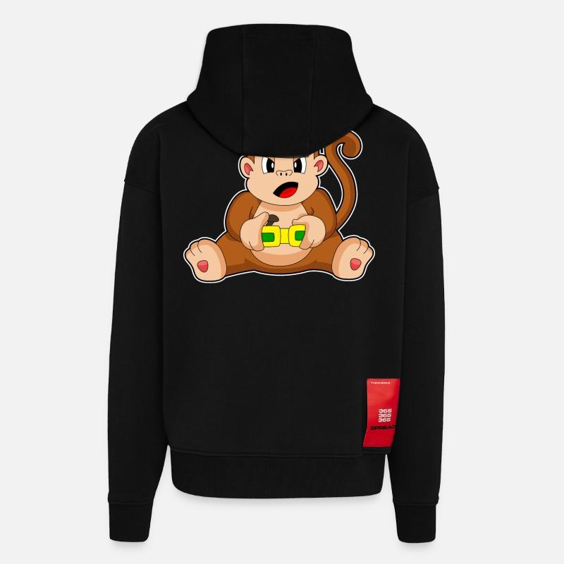 Affe Gamer Controller - Zip Hoodie - made by SPREAD - SOLID BLACK