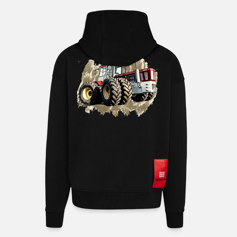 Tracteur Géant - Veste à capuche bio épaisse oversize fabriqué en UE - SOLID BLACK