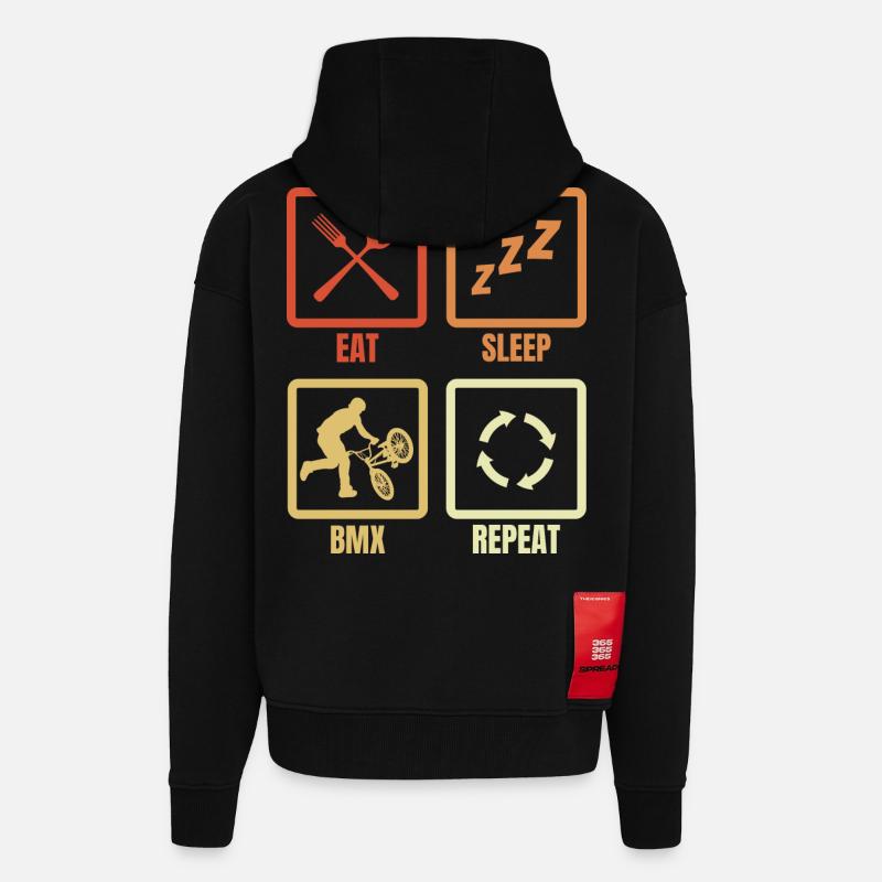 BMX Routine - Veste à capuche bio épaisse oversize fabriqué en UE - SOLID BLACK