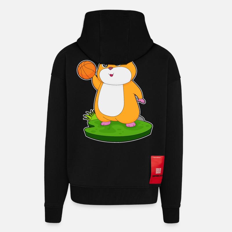 Hamster Basketteur Basketteur - Veste à capuche bio épaisse oversize fabriqué en UE - SOLID BLACK