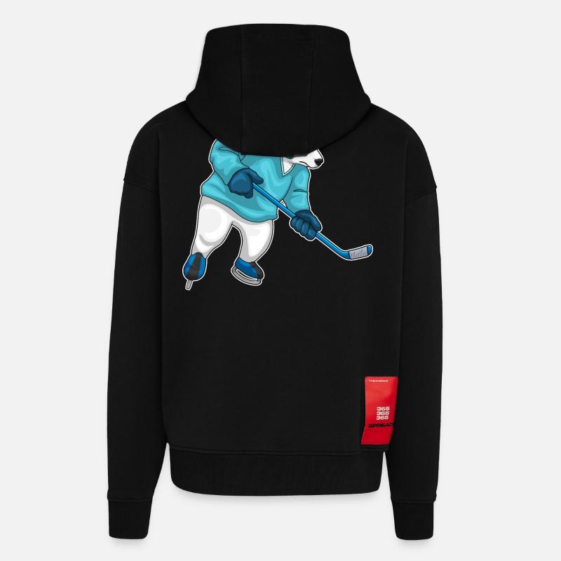 Eisbär Eishockey Eishockeyschläger - Zip Hoodie - made by SPREAD - SOLID BLACK