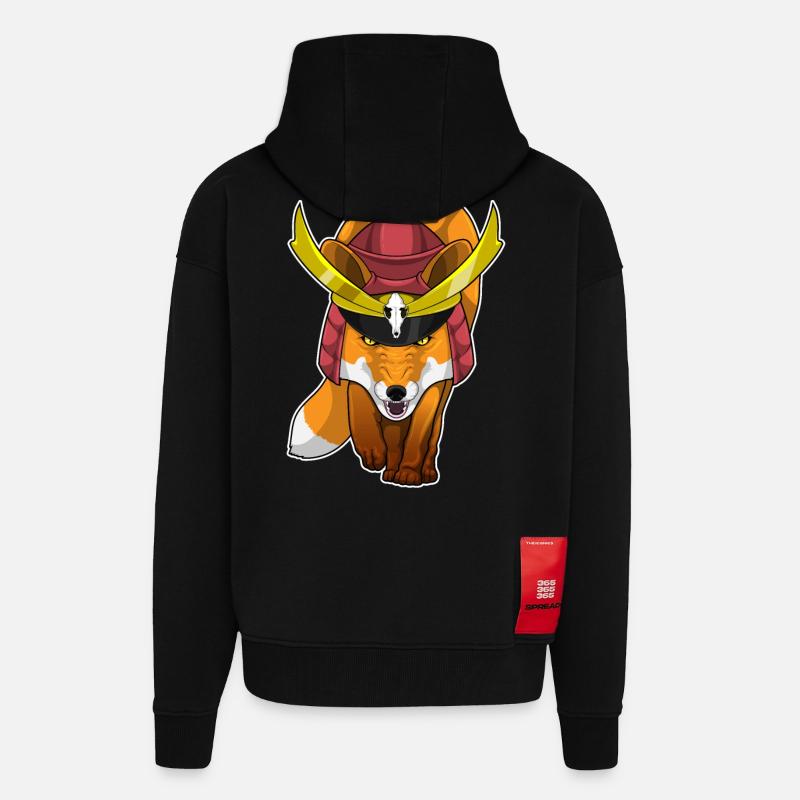 Fuchs Samurai Kampfkunst - Zip Hoodie - made by SPREAD - SOLID BLACK