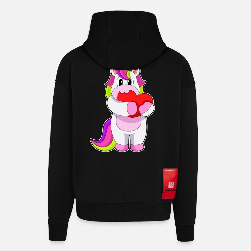 Einhorn Herz - Zip Hoodie - made by SPREAD - SOLID BLACK
