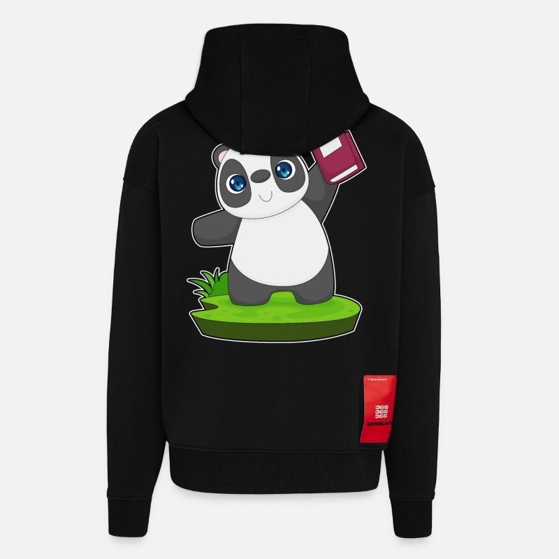 Livre Panda - Veste à capuche bio épaisse oversize fabriqué en UE - SOLID BLACK