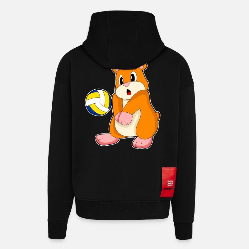 Hamster Volley-ball - Veste à capuche bio épaisse oversize fabriqué en UE - SOLID BLACK