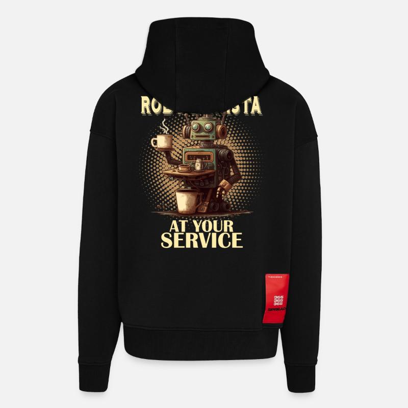 Robobarista Robot de cuisson de café - Veste à capuche bio épaisse oversize fabriqué en UE - SOLID BLACK