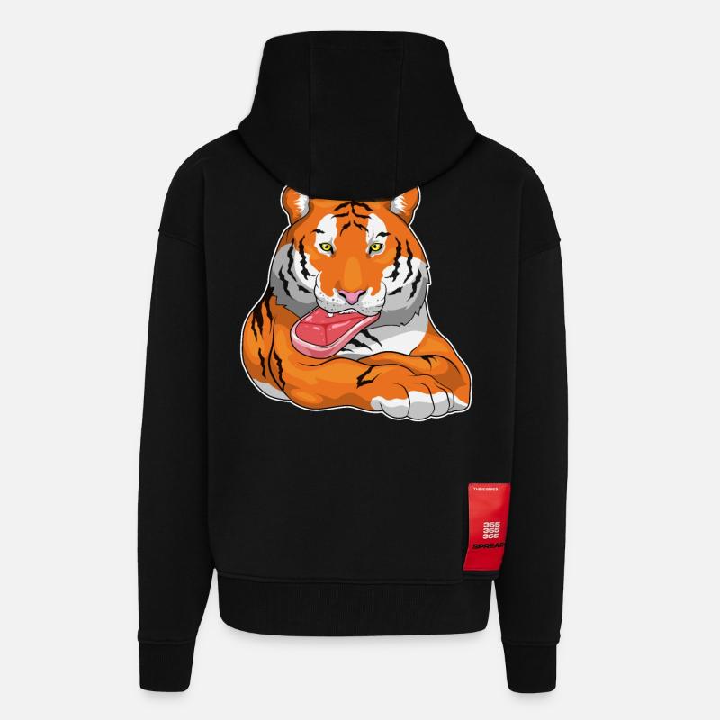 Tiger Fleisch - Zip Hoodie - made by SPREAD - SOLID BLACK