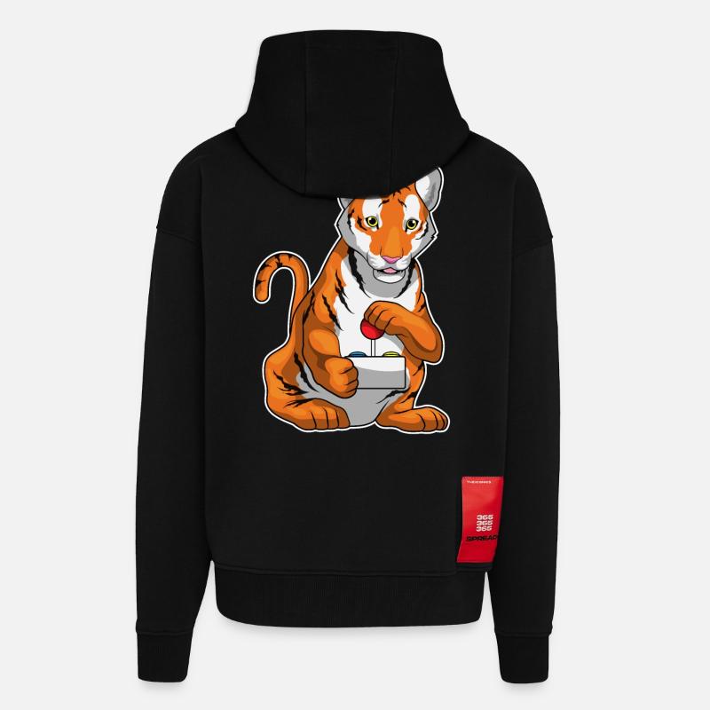 Tiger Gamer Controller - Zip Hoodie - made by SPREAD - SOLID BLACK