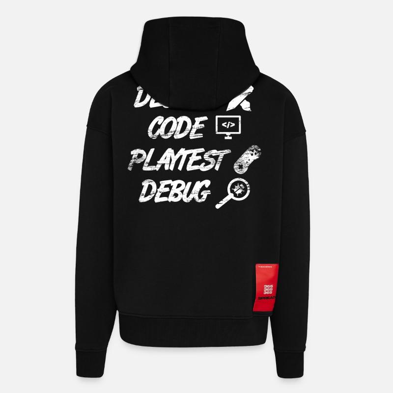Programmation de jeux - Veste à capuche bio épaisse oversize fabriqué en UE - SOLID BLACK