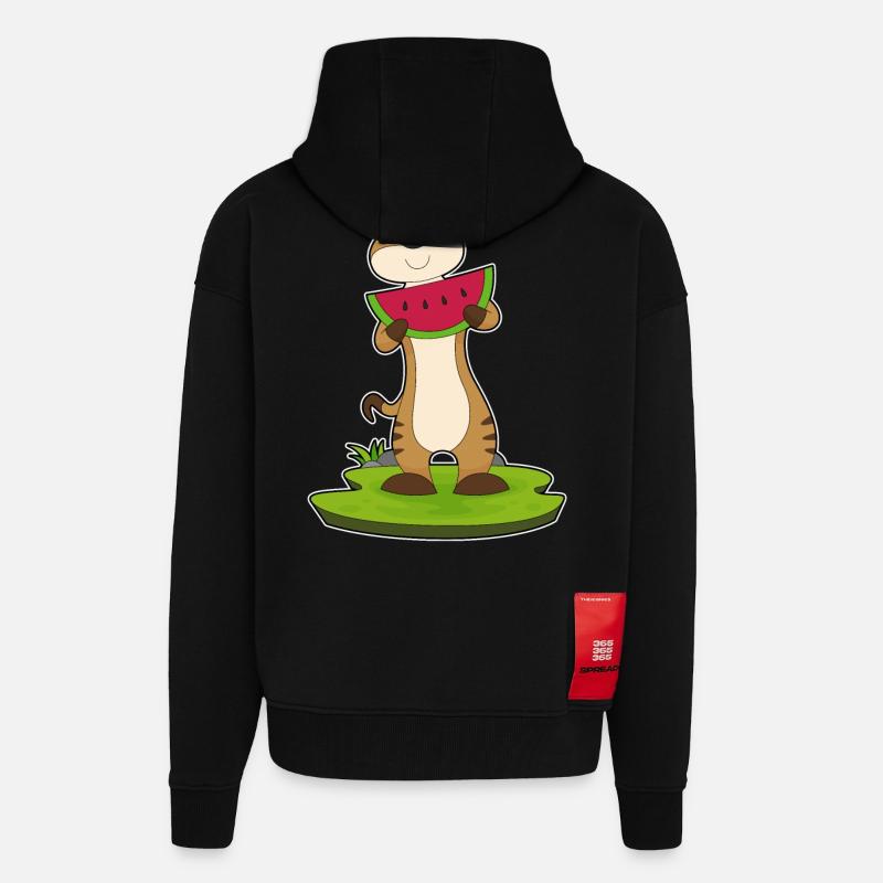 Suricate fruit de pastèque - Veste à capuche bio épaisse oversize fabriqué en UE - SOLID BLACK