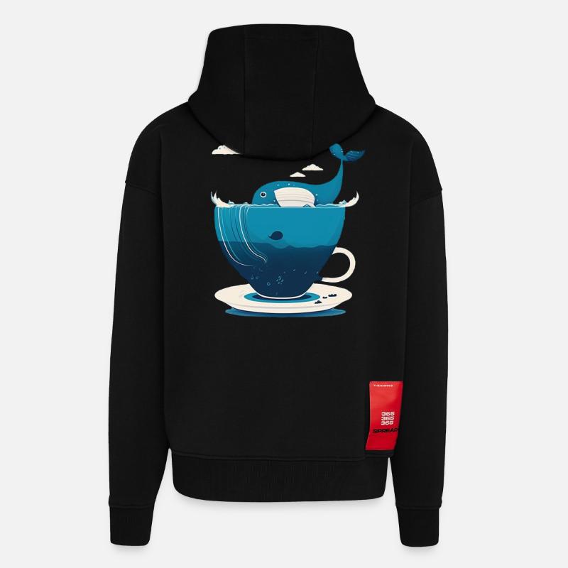 Wal in Teetasse - Zip Hoodie - made by SPREAD - SOLID BLACK