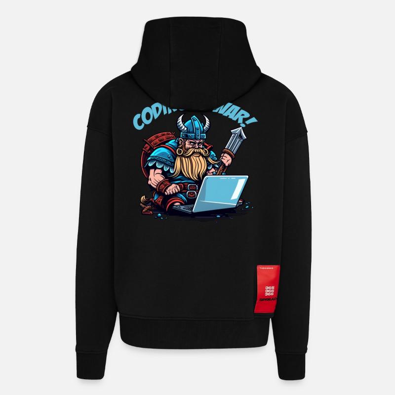 "Coding is war" Vikings - Zip Hoodie - made by SPREAD - SOLID BLACK