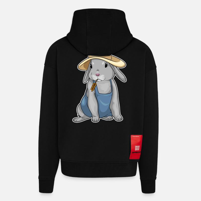 Blé éleveur de lapins - Veste à capuche bio épaisse oversize fabriqué en UE - SOLID BLACK