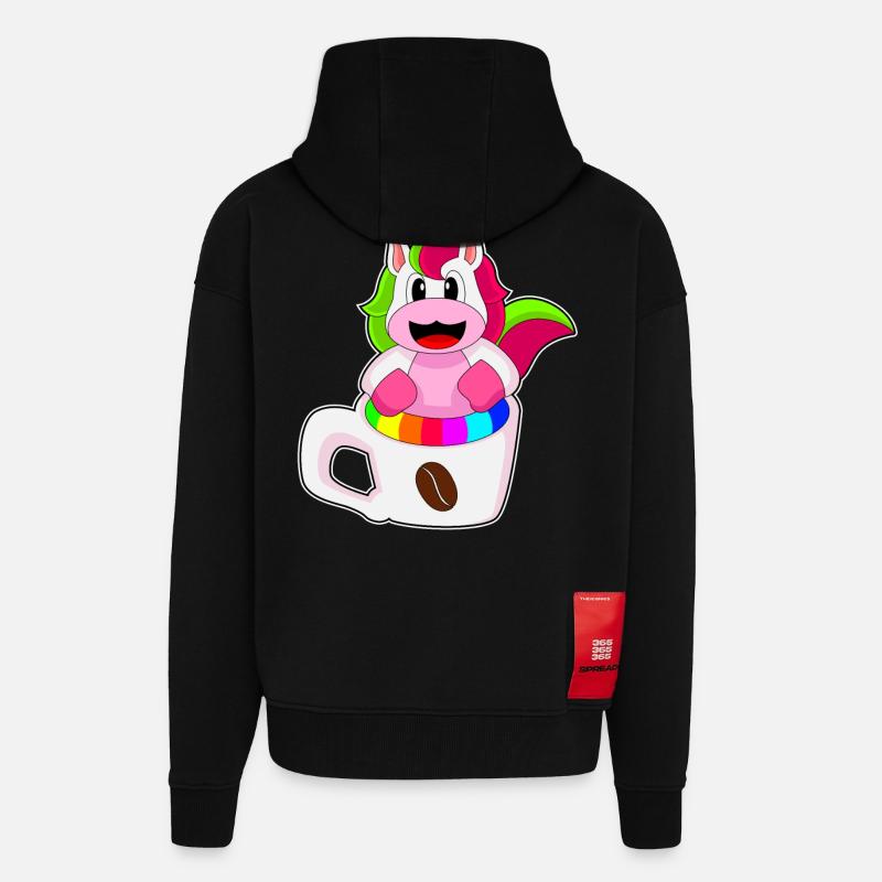 Einhorn Kaffee Kaffeebecher - Zip Hoodie - made by SPREAD - SOLID BLACK