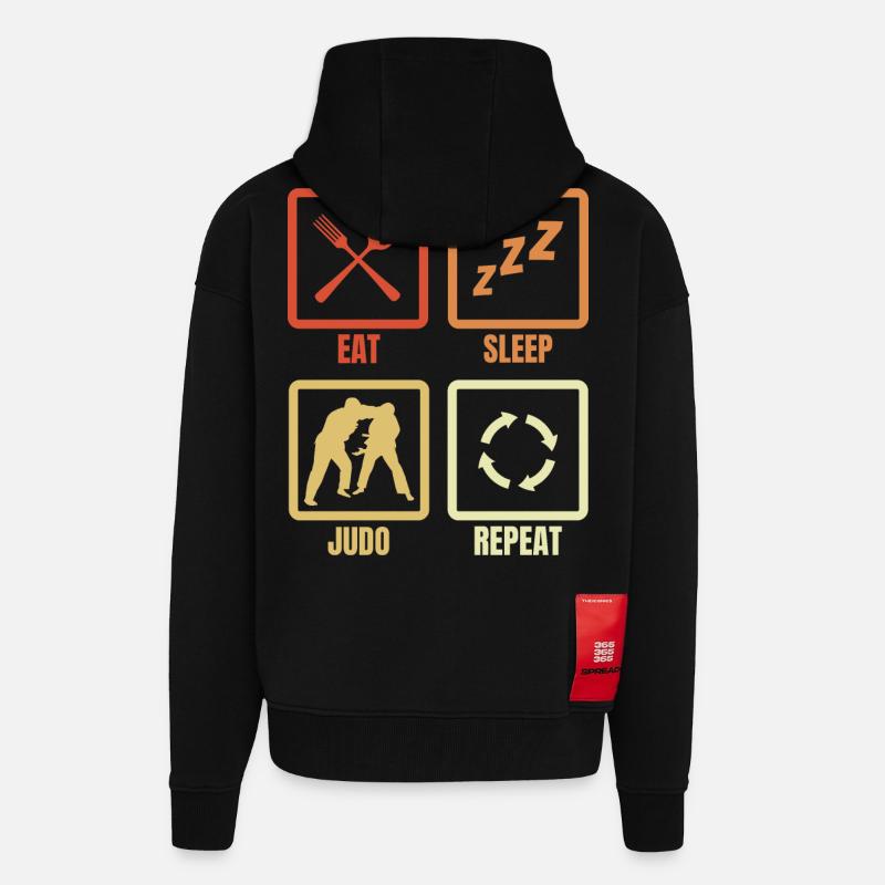 Manger Dormir Judo Répéter - Veste à capuche bio épaisse oversize fabriqué en UE - SOLID BLACK