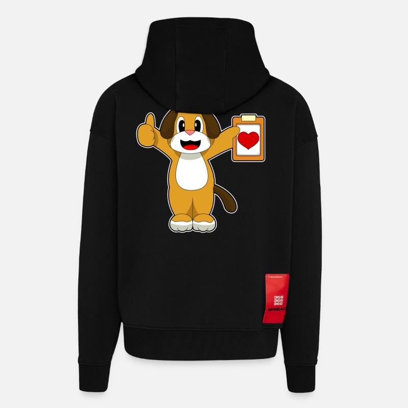 Note du médecin canin - Veste à capuche bio épaisse oversize fabriqué en UE - SOLID BLACK