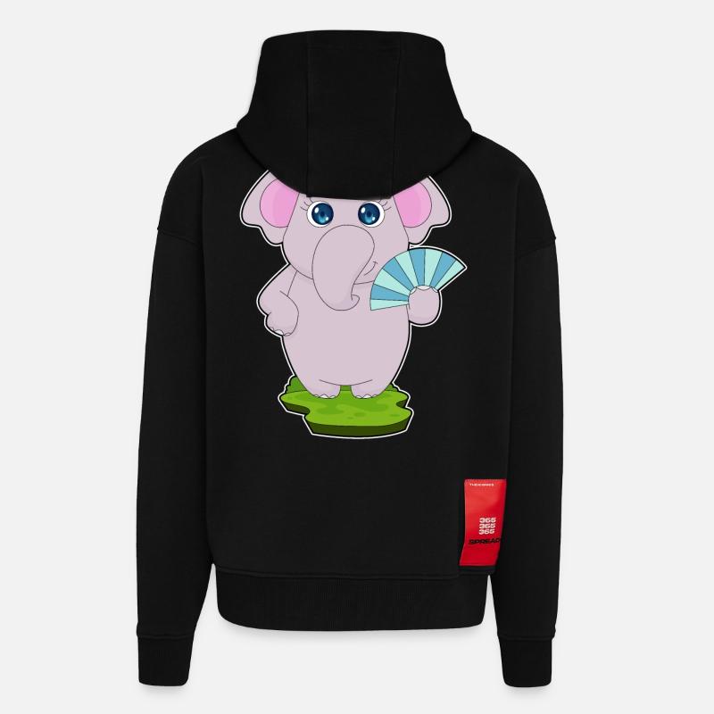 Éventail de main d’éléphant - Veste à capuche bio épaisse oversize fabriqué en UE - SOLID BLACK