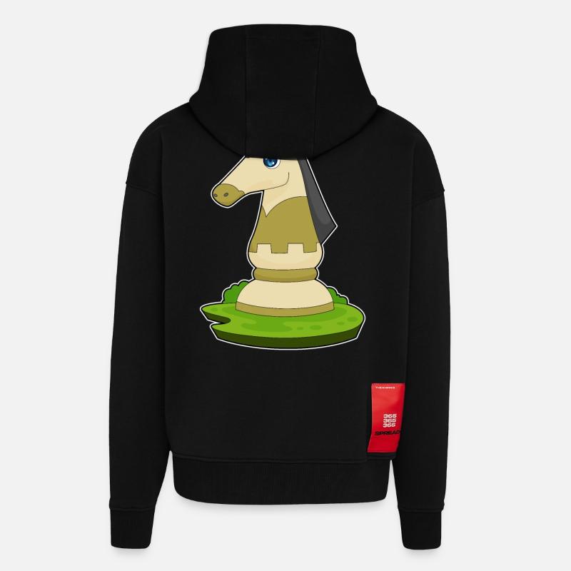 Schachfigur Springer Schach - Zip Hoodie - made by SPREAD - SOLID BLACK