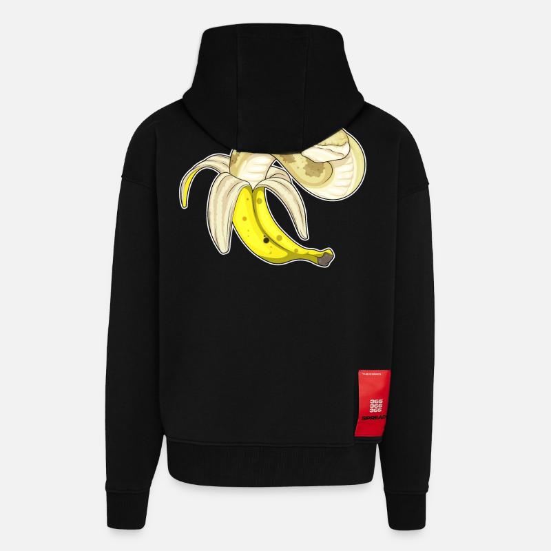 Snake Banane - Veste à capuche bio épaisse oversize fabriqué en UE - SOLID BLACK