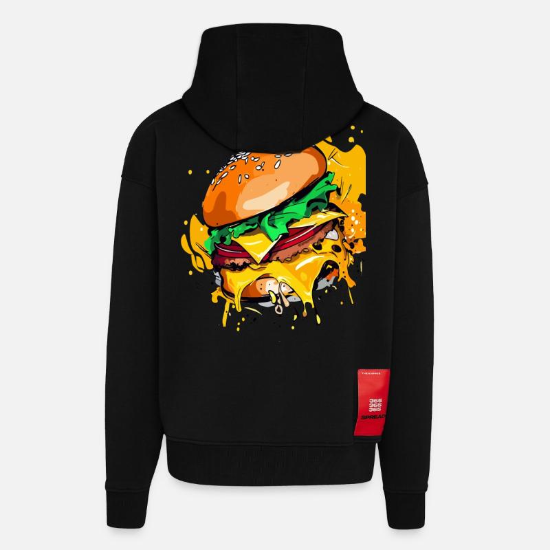 Extra Käse Burger Cheeseburge - Zip Hoodie - made by SPREAD - SOLID BLACK