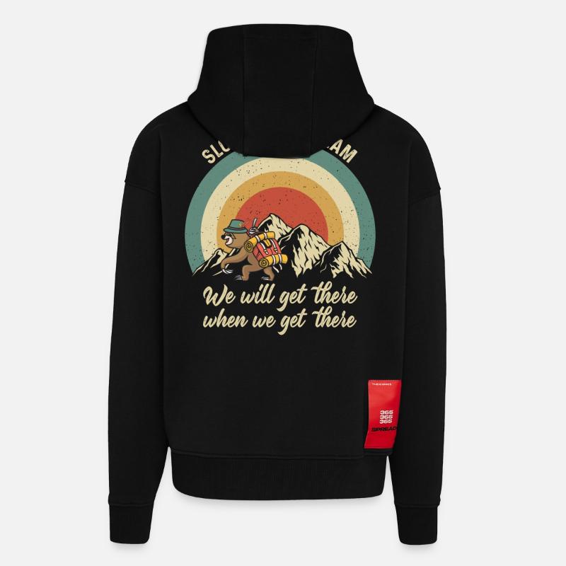 Équipe de randonnée Sloth Defectier - Veste à capuche bio épaisse oversize fabriqué en UE - SOLID BLACK