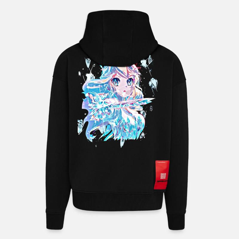 Princesse des glaces - Veste à capuche bio épaisse oversize fabriqué en UE - SOLID BLACK