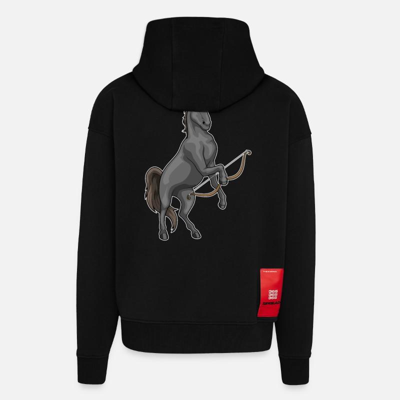Pferd Bogenschütze Bogen - Zip Hoodie - made by SPREAD - SOLID BLACK