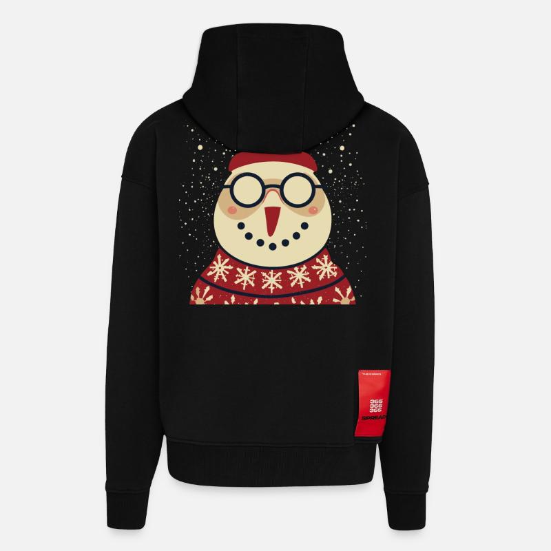 Winter Eulenpullover mit Brille - Zip Hoodie - made by SPREAD - SOLID BLACK