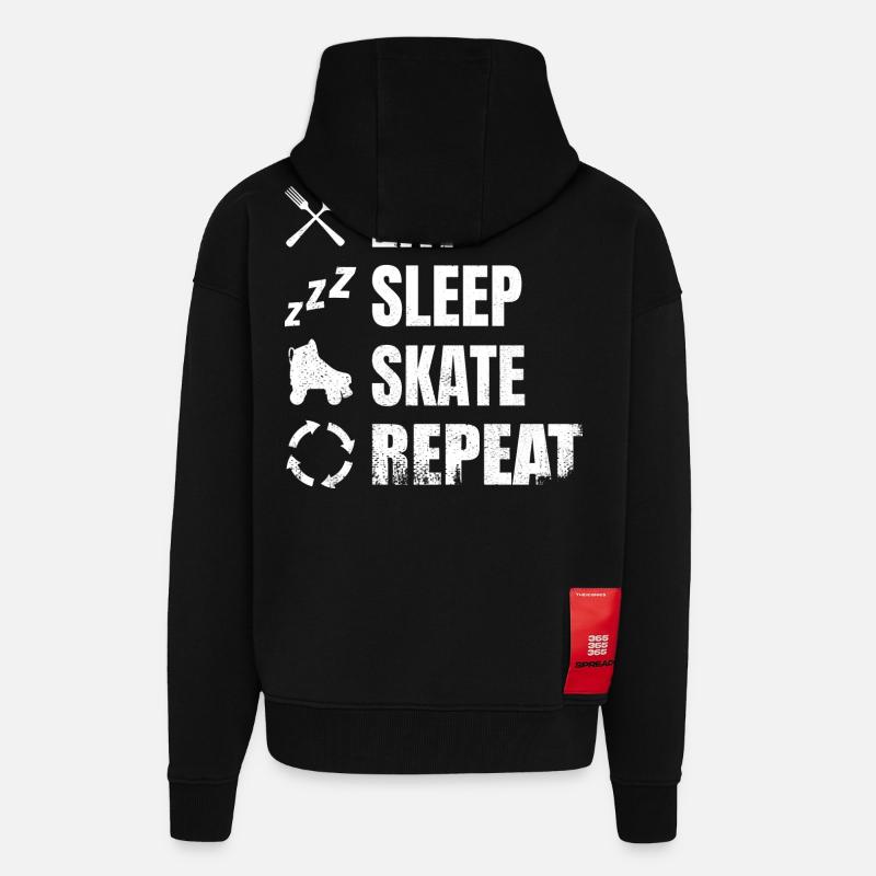 Essen Schlafen Roller Skating - Zip Hoodie - made by SPREAD - SOLID BLACK