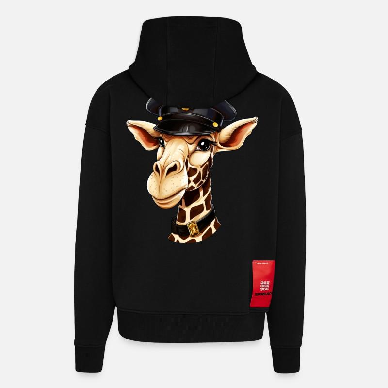 Polizei Giraffe - Zip Hoodie - made by SPREAD - SOLID BLACK