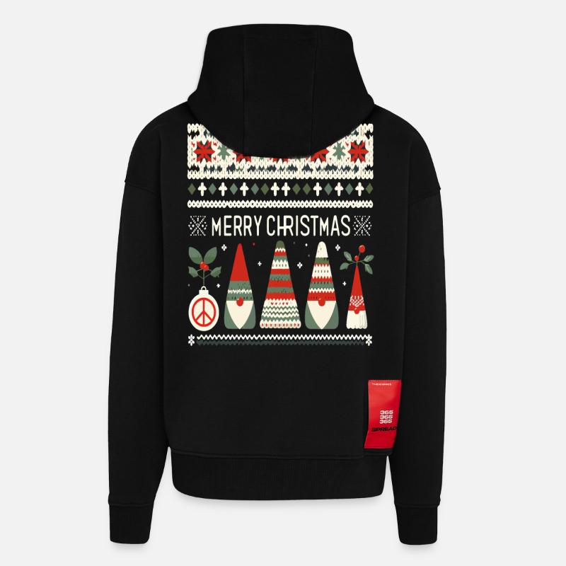 Christmas Gnomes Strickmuster - Zip Hoodie - made by SPREAD - SOLID BLACK