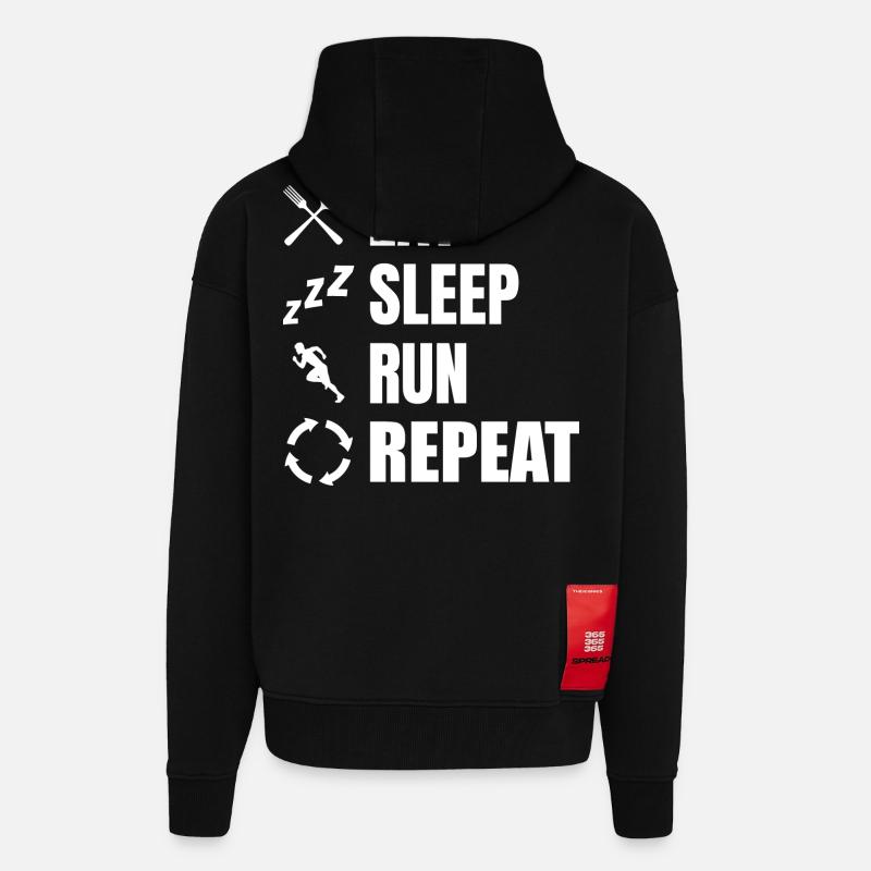 Eat Sleep Run Repeat - Zip Hoodie - made by SPREAD - SOLID BLACK