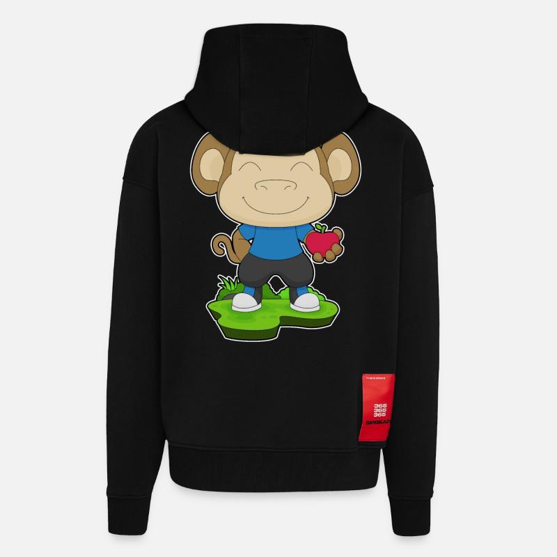 Monkey Apple - Zip Hoodie - made by SPREAD - SOLID BLACK