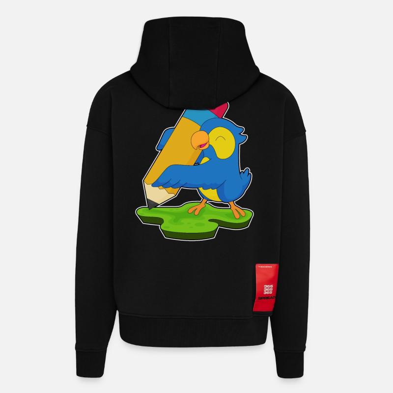 École de crayon Perroquet Pupil - Veste à capuche bio épaisse oversize fabriqué en UE - SOLID BLACK