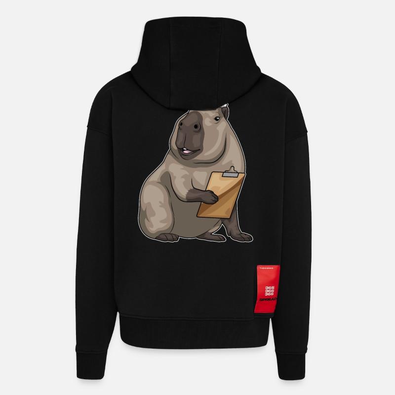 Capybara infirmière bloc-notes - Veste à capuche bio épaisse oversize fabriqué en UE - SOLID BLACK