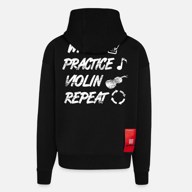 Practice writing, repeat violin - Zip Hoodie - made by SPREAD - SOLID BLACK